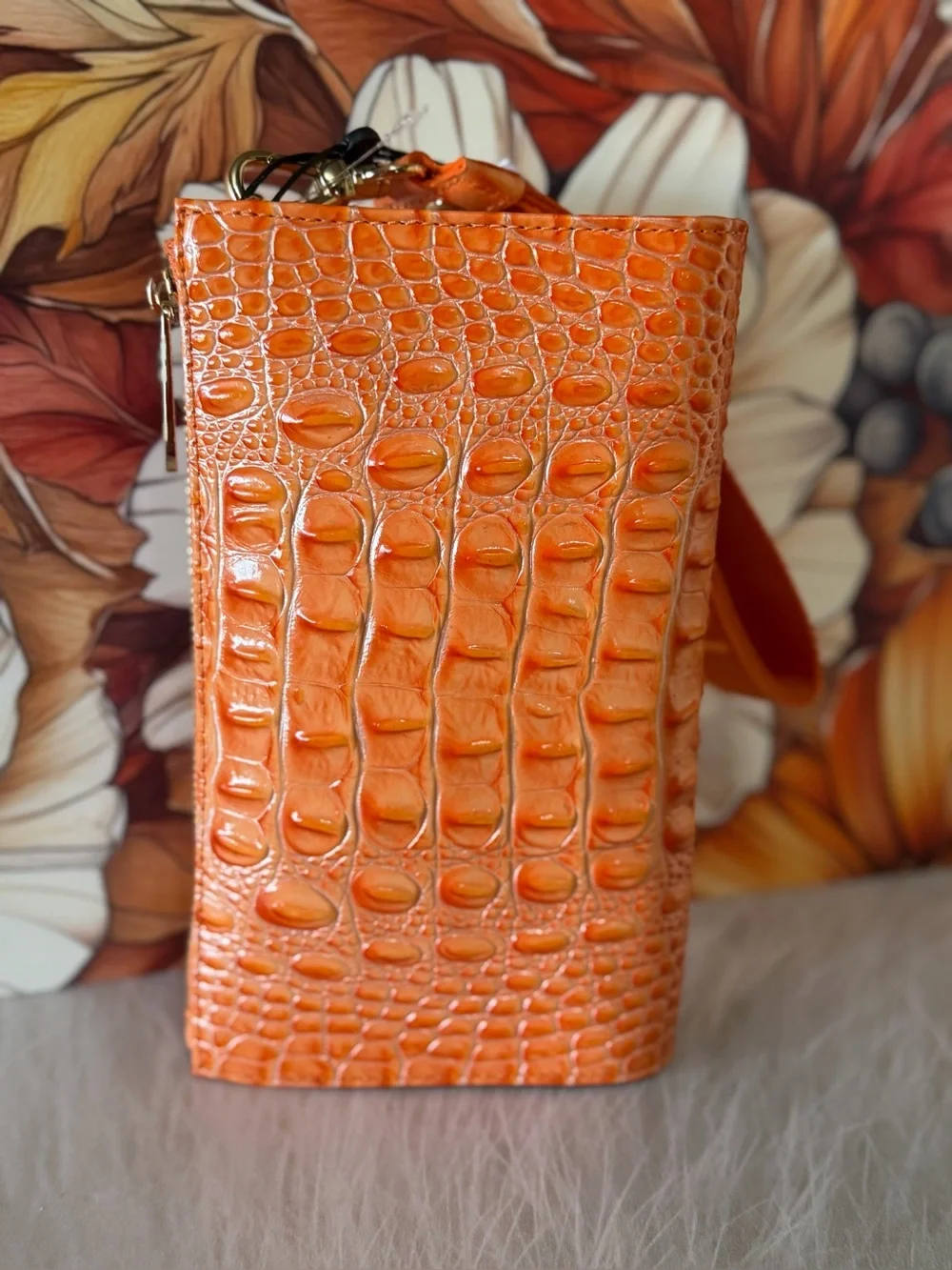 Price firm! Brahmin Adia Sola Orange Wristlet Clutch Wallet NWT SIMILAR TO DAISY
